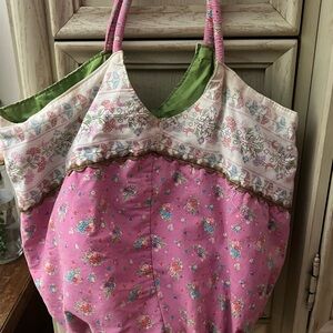 Source Unknown Pink and Green Floral Shoulder Bag